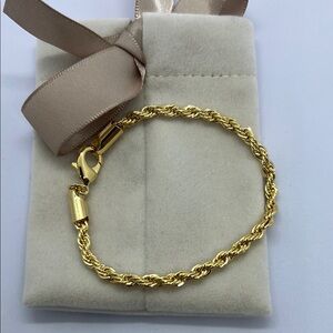 18k Gold filled Rope Bracelet 7” NWOT